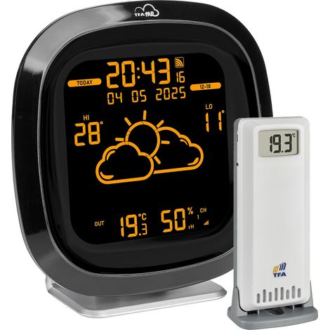 TFA Dostmann TFA.me ID-04 35.8102 Estación meteorológica con Wi-Fi, diseño, previsión meteorológica profesional por Wetter.com 4 días, incl. transmisor inalámbrico, diferencia. colores de pantalla,