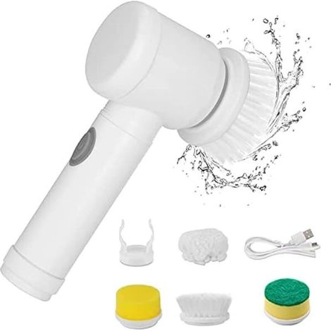 ZOLGINAH Brosse de Nettoyage Électrique Rechargeable, Étanche Épurateur de Rotation sans Fils avec 4 Têtes de Brosse Remplaçables pour Cuisine, Baignoire, évier, Coin, Fenêtre, Toilettes, Roues