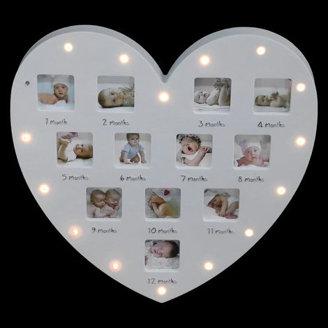 Cadre photo bébé en forme de cœur BESPORTBLE avec lumière (1/5)