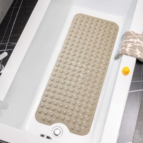 Tapis de baignoire pour douche - Tapis de bain antidérapant avec ventouses, lavable en machine (kaki) (1/5)