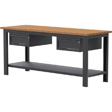Banco da lavoro SOGI X3N117L - 2 m - piano in legno - 1 + 1 cassetti  - grigio antracite (1/4)