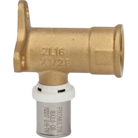 Raccord Multicouche à sertir Coude Femelle base fixation Ø20x2,0 - 1/2" (15/21) (1/3)