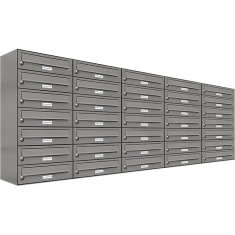 35er Premium Briefkasten Aluminiumgrau RAL Farbe 9007 für Außen Wand Postkasten (1/5)
