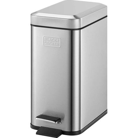Pattumiera a Pedale Black Decker 5 Litri in Acciaio Inox Silver Casa Ufficio (1/5)
