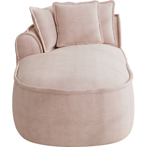 Canapé méridienne gauche en chenille avec coussins, canapé moderne salon, rose (1/5)
