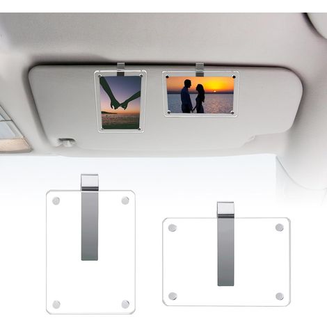 JamY Home Lot de 2 supports photo magnétiques pour voiture, avec pare-soleil, en acrylique, pour photos format portefeuille (3,5 x 2,4 pouces). Orientation horizontale ou verticale. (1/5)