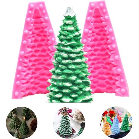 Moules en silicone pour sapins de Noël 3D, qui peuvent être utilisés pour fabriquer des bougies, du savon, du chocolat, des gâteaux, du fondant, des bonbons et des décorations de Noël. (1/5)