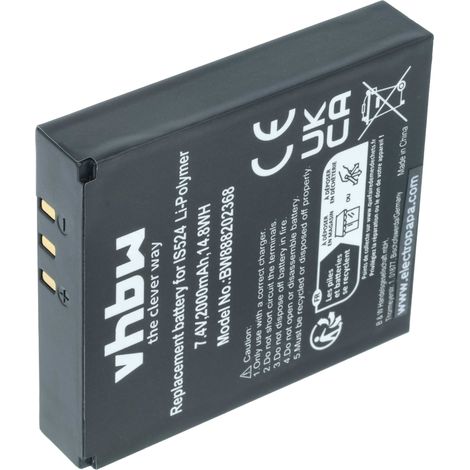 vhbw batteria sostituisce PAX IS133, IS524 per lettore di codici a barre, POS (2000mAh, 7,4V, Li-Poly)