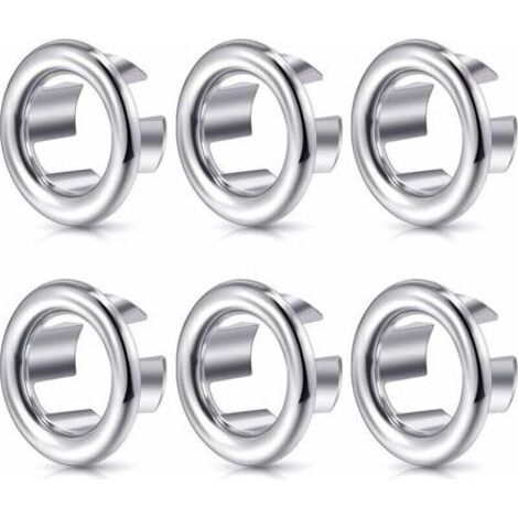 Pair Lot de 6 pièces d'anneaux de débordement d'évier, conçus pour les éviers de lavage de salle de bains et de cuisine (1/5)