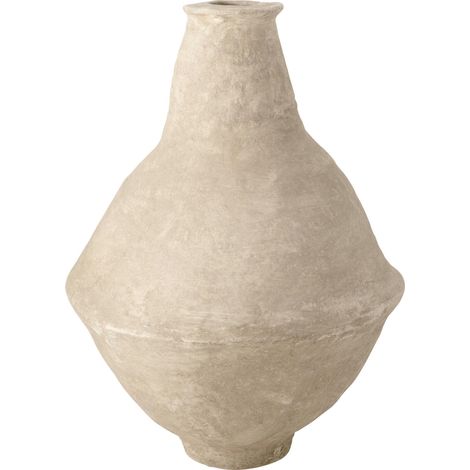 Vase blanc extra large en papier mâché style artisanal - Blanc naturel effet artisanal (1/2)