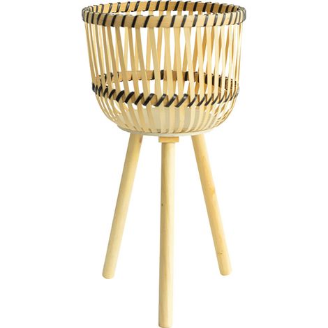 Panier tressé en rotin synthétique pour plantes, grand pot décoratif haut pour étagères de salon (1/5)