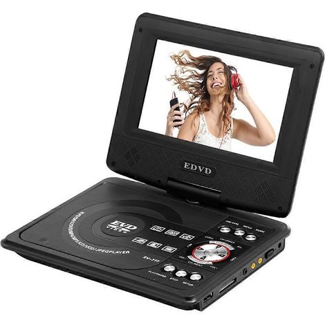 Lecteur DVD portable 7,8 pouces, écran large 16:9, écran LCD rotatif à 270°, lecteur CD avec télécommande, manette de jeu et lecteur MP3 (1/5)