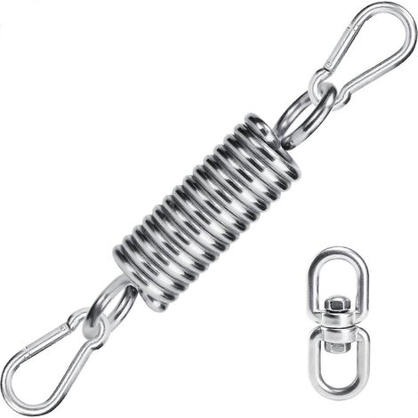 Filiyano – Kit de suspension à ressorts, capacité 250 kg, 2 mousquetons M10, 1 ressort de suspension, pour hamac, fauteuil à bascule, sac de frappe et (1/4)