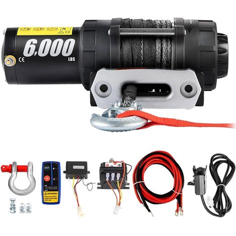 Treuil électrique, capacité de charge de 6000lb, corde synthétique for camion, avec télécommande sans fil, moteur puissant (1/5)