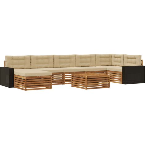 Set di divani da esterno 8 pz Naturale e Beige vidaXL (1/5)