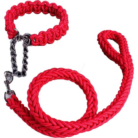Ensemble collier et laisse pour chien, laisse en corde et collier de dressage pour chiens de petite, moyenne et grande taille (1/5)