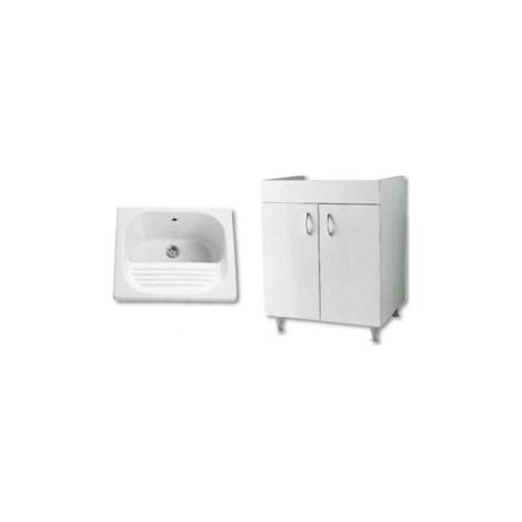 Mobile con lavatoio Braies cm. 62x60 a due ante bianco di (1/3)