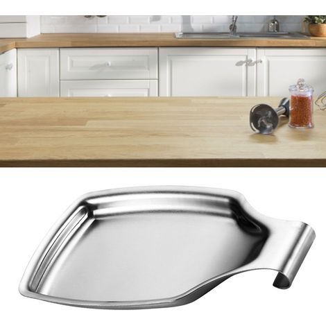 Löffelablage aus Edelstahl 304, quadratisch, modisch, silberfarben (1/5)