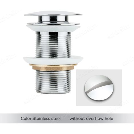 (Stainless Steel)Gold Pop Up Drain Button Bathroom Sink Plug Drainer Siphon Waste Stopper Wash Basin Faucet Accessory Washbasin Pipe Black (1/4)