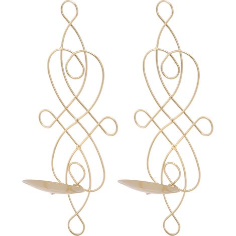 Lot de 2 appliques murales en fer pliables et résistantes à la déformation, style innovant, pour chambre ou salle à manger, couleur or. (1/5)