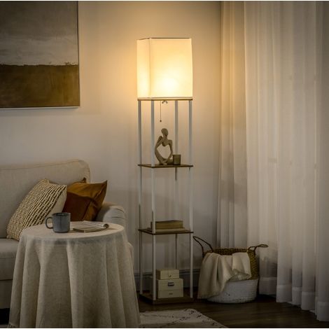 Mobile con lampada a stelo e ripiani MDF metallo OKMYHOME (1/5)