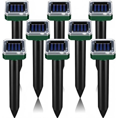 Solarbetriebenes 8er-Pack Ultraschall-Maulwurfabwehrspitzen, Schlangen-, Wühlmaus- und Erdhörnchenabwehr für Rasen, Garten und Hof (1/5)