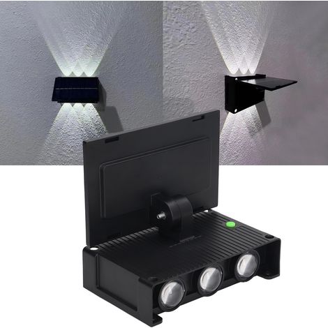 Applique murale solaire d'extérieur pour la décoration de jardin, de cour, d'escalier ou de clôture applique LED à lumière blanche. (1/5)