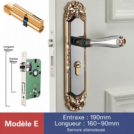 Serrure mécanique à poignée style E avec corps 160/90 pour porte intérieure en bois 160 90 1,5 kg – Livraison gratuite