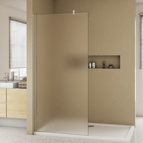 Duschwand 70x200cm mit Befestigungsstange die Klemme F Form：90cm Walk In 10mm Nano ESG Milchglas Höhe 200cm (1/5)