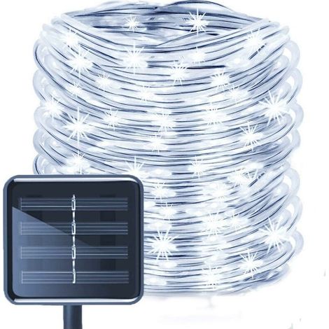 Strip LED Garland Tube Bright Solar,phe Waterproof 12M 100LED Solar Tape Bright Wire of Copper Hose of Light for Outdoor Wedding Home Party Christmas Decoration (White) (1/5)