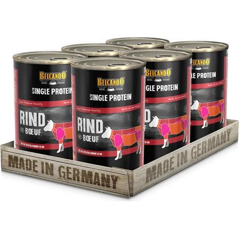 BELCANDO SINGLE PROTEIN BOÎTE [6X400G BOEUF]  NOURRITURE HUMIDE MONOPROTÉIQUE POUR CHIENS  NOURRITURE HUMIDE MONOPROTÉIQUE