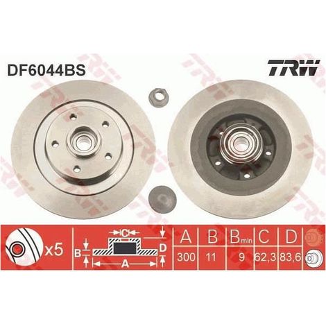 Lot de 2 Disques de frein TRW Automotive DF6044BS RENAULT 40 20 200 03R (1/2)
