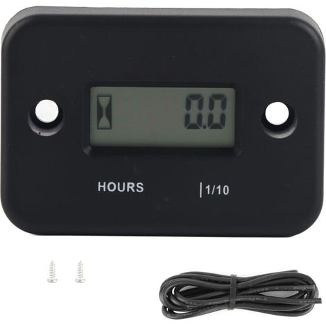 Medidor de horas digital inductivo KIMISS para motores de gasolina: tacómetro LCD impermeable para cortadoras de césped, motocicletas, vehículos todo terreno y UTV.
