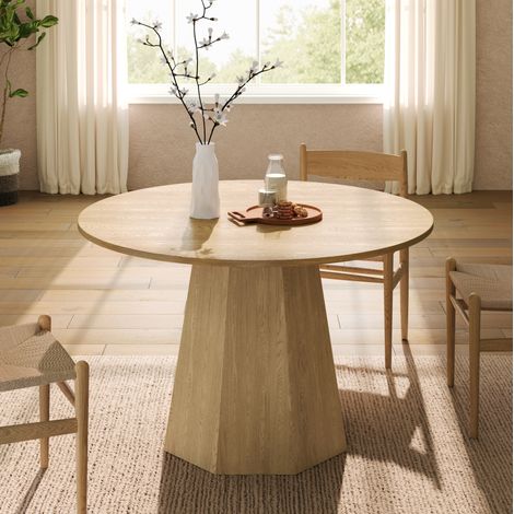 MEUBLIV Table à manger ronde 120 x 120 cm chêne – style scandinave, 4-6 personnes (1/5)