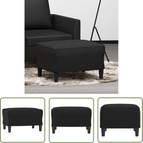 The Living Store Repose-pied Noir 60x50x41 cm Similicuir - Tabouret - Repose-pied - Pouf - Meuble Salon - Simili Cuir (1/5)