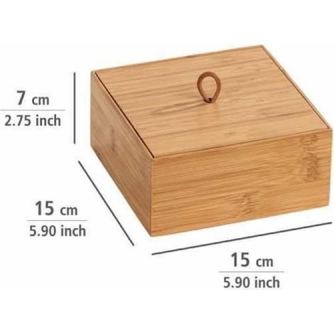 Boîte De Rangement - Bambou - 15x15x7 Cm - Avec Couvercle - Marron - 1 Pièce (1/4)