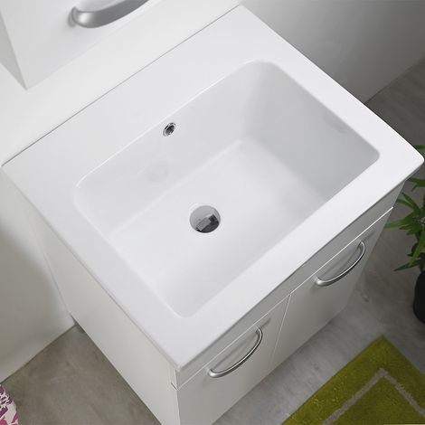Mobile lavatoio in ceramica 60 x 50 YORK DOMINA con Foro Rubinetto (1/3)