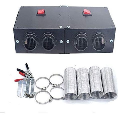 Jhubersproducts，Calefactor para ventanas de coche，Calefactor de aire，12V 500W，Ventilador de 4 puertos，Descongelación rápida (1/5)