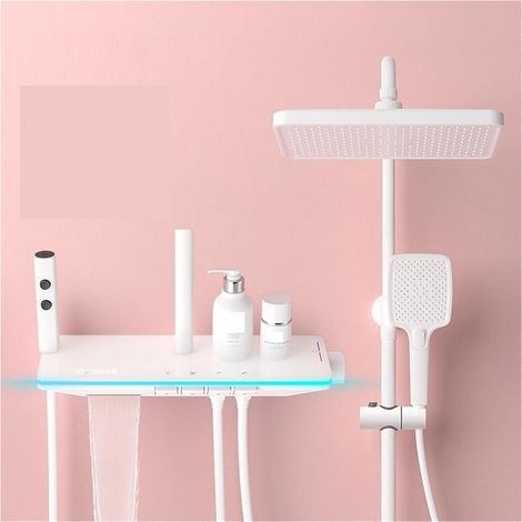 Ensemble de douche mitigeur thermostatique intelli Système de douche intelligent à affichage numérique avec contrôle de la température des touches de piano, gris blanc disponible ( Color : Hot and Col (1/5)