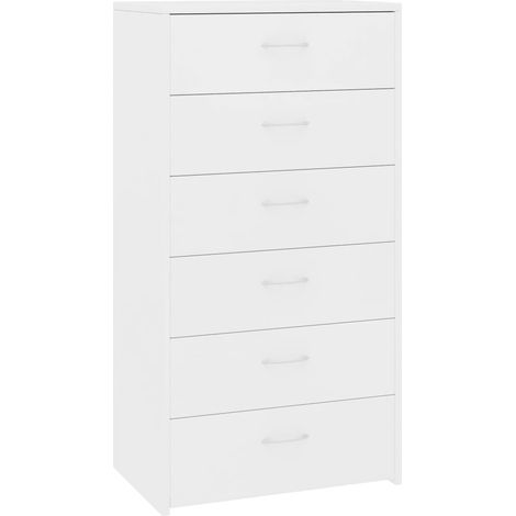 Buffet mit 6 Schubladen Weiß 50x34x96 cm Ingenieurholz