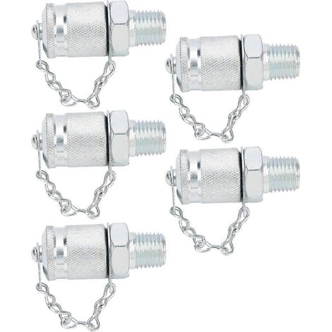 5Pcs Raccord Test Hydraulique Adaptateur Fileté Coupleur Connexion Mesure Pression PT NPT 1/4 Pouce (1/5)