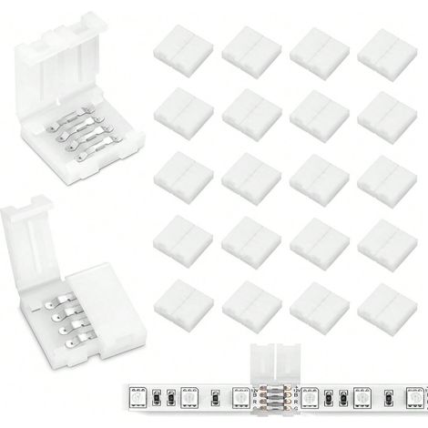 10Pcs Connecteurs pour bandeaux LED 4 broches 10mm, Câble de rallonge de borne adaptateur sans soudure pour bandeaux LED multicolores SMD 5050 (1/5)