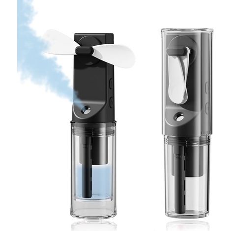 Ventilatore H&held - Mini ventilatore H&held con nebulizzatore - Ventilatore nebulizzatore d'acqua - Ricaricabile tramite USB-C da 1500 mAh - 4 velocità - Design portatile (14 cm) - Per ufficio e (1/5)