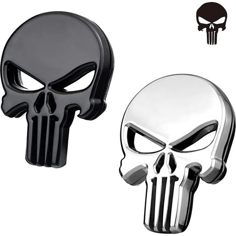 Stück Punisher 3D-Metallaufkleber, Punisher-Schädel-Motorrad