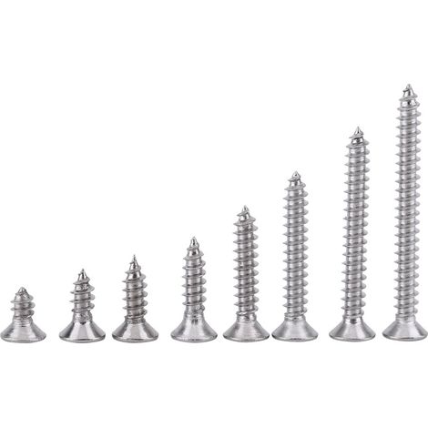 200Pcs Vis Auto Taraudeuses M3 Kit Assortiment Vis Auto Perceuses Acier Inoxydable 304 Tête Plate (1/5)
