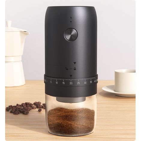 Moulin à café électrique avec meule conique en céramique,rechargeable par USB-C compatible avec une taille de mouture réglable et un arrêt automatique (1/5)