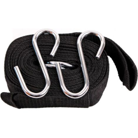 Capacité portante 250kg - kit fixation hamac arbre incl 2 sangles en sangle en corde de nylon 2.8m de long 4.5cm de large et 2 crochets S en métal (1/5)