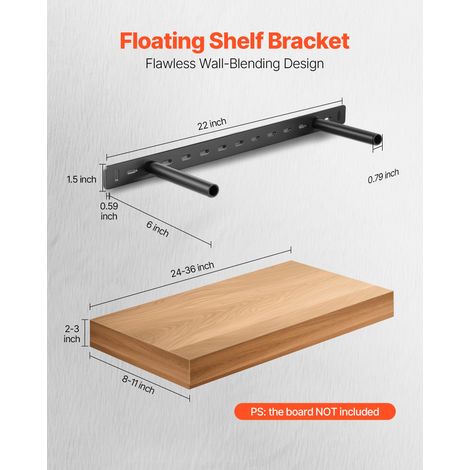 Support d'Étagère Flottante, 558,4x157,4x38,1 mm, Supports d'Étagères Murales Invisibles Robustes, Lot de 2, Capacité Charge 68 kg,… (1/5)
