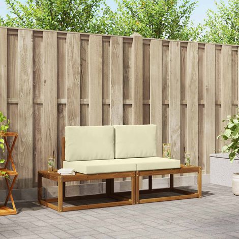 vidaXL  Outdoor Sofa Set  2 pcs Natural Solid Acacia Wood and Polyester