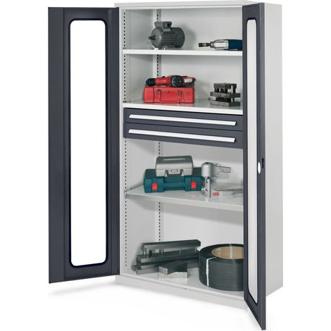 Kappes Schwerlastschränke ohne Mitteltrennwand 1950x1000x600mm Modell 45 Sichtfenstertüren anthrazitgrau